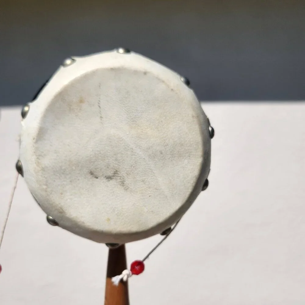 Vintage Mexican Spinner Drum Monkey Drum Rattle Souvenir Noise Maker Mexico Wood